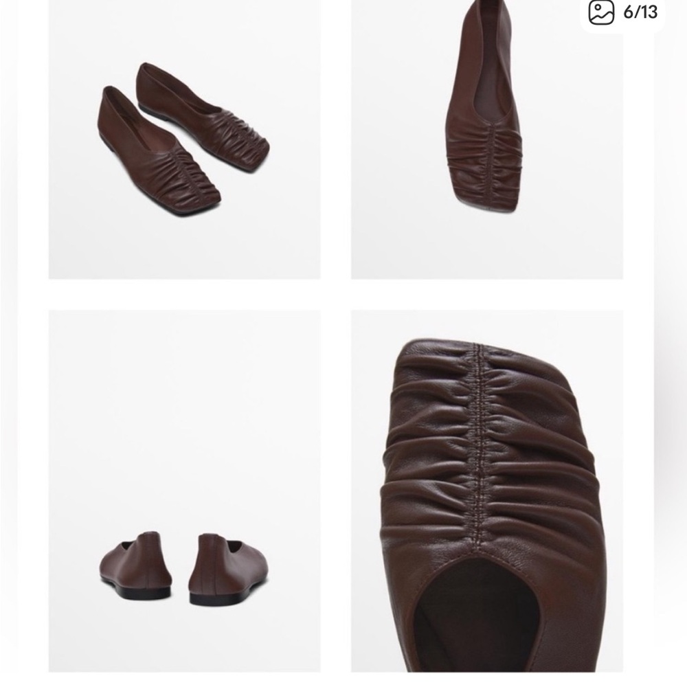 Massimo Dutti Dark Brown Leather Loafers 38 size 7,5